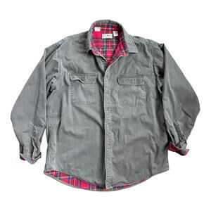 Vintage L.L.Bean Men's Button-Up Shirt Jacket | Red Plaid Flannel Size L